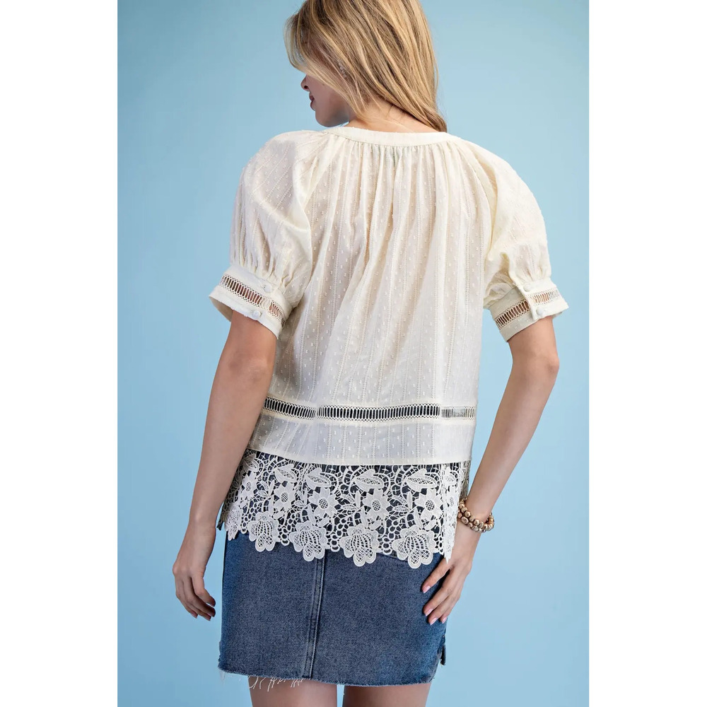 TY1166 I GiGio Textured Half Button Blouse Various Sizes - Picture 5 of 5
